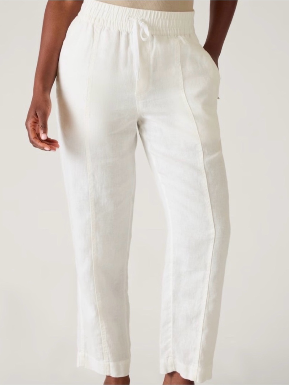 NWOT - Athleta White Ankle Linen Pants - Size S